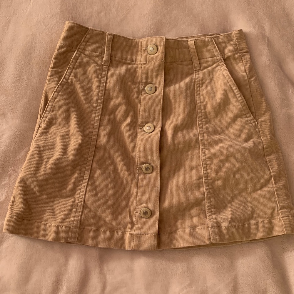 Tan button up Corduroy mini skirt
